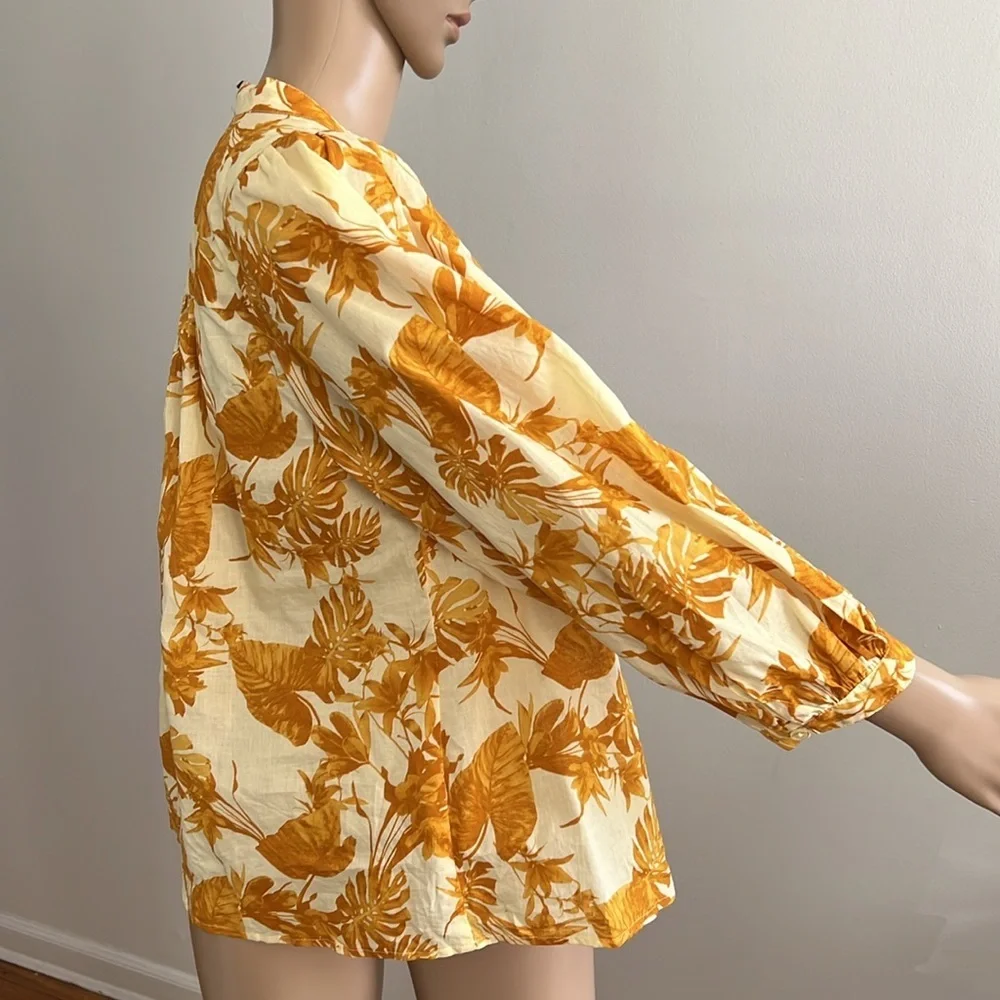 Banana Republic Cotton Floral Blouse Yellow Size S - Picture 6 of 12